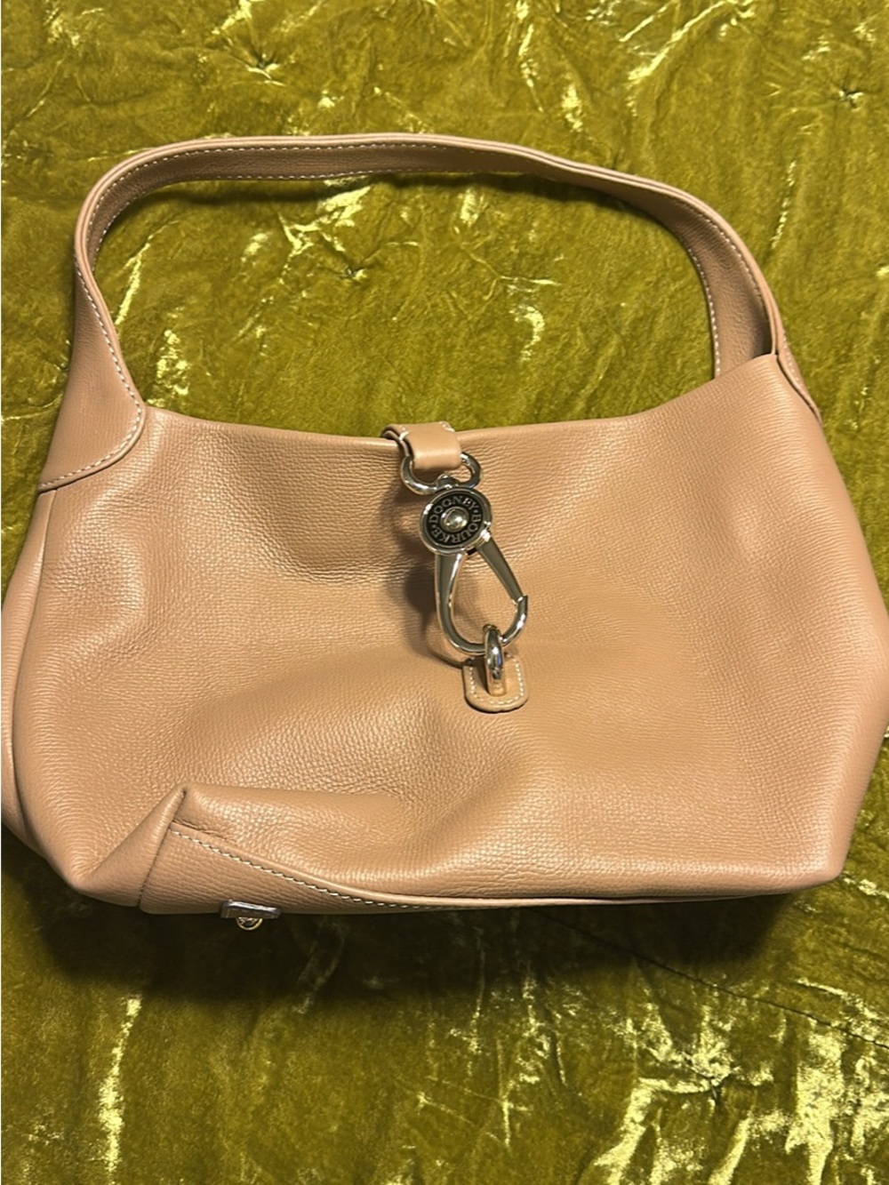 Dooney & Bourke Pebbled Leather Shoulder Bag in Blush Tan with Silver Hardware